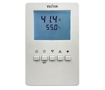 Controlador universal TCI-W23-U-H com display digital azul mostrando temperatura e umidade do ar em tempo real