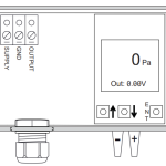 Diagrama técnico de conexões do controlador eletrônico de pressão CPS-D-A mostrando entradas de sensor, saídas 0-10V e 4-20mA para automação